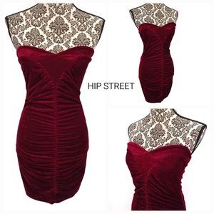 INSIGHT Strapless Pull On Stretch Velveteen Party Prom Dress 6